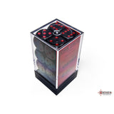 CHX 25618 Opaque Black/red 16mm d6 Dice Block (12 dice)