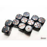 CHX 25620 Opaque Dark Grey/copper 16mm d6 Dice Block (12 dice)