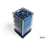 CHX 25626 Opaque Dusty Blue/copper 16mm d6 Dice Block (12 dice)