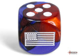 CHX 29065 United States War Dice Gemini Blue-Red/white 16mm d6 Dice Block (12 dice)
