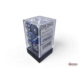 CHX 26623 Gemini Blue-Steel/white 16mm d6 Dice Block (12 dice)