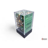 CHX 26625 Gemini Gold-Green/white 16mm d6 Dice Block (12 dice)