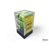 CHX 26654 Gemini Green-Yellow/silver 16mm d6 Dice Block (12 dice)