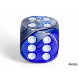 CHX 26623 Gemini Blue-Steel/white 16mm d6 Dice Block (12 dice)