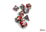 CHX 30066 Gemini Red-Steel/white Polyhedral 7-Dice Set (with bonus die)