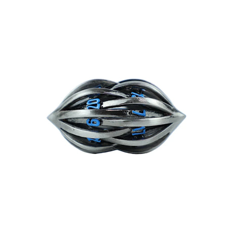 LPG Dice RPG Set Hollow Elliptic - Stainless and Blue