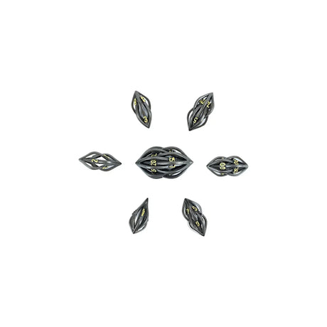 LPG Dice RPG Set Hollow Elliptic - Black and Gold