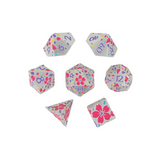 LPG Dice RPG Set Inscripted Sakura Pastel White