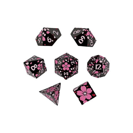 LPG Dice RPG Set Inscripted Sakura Black Pink