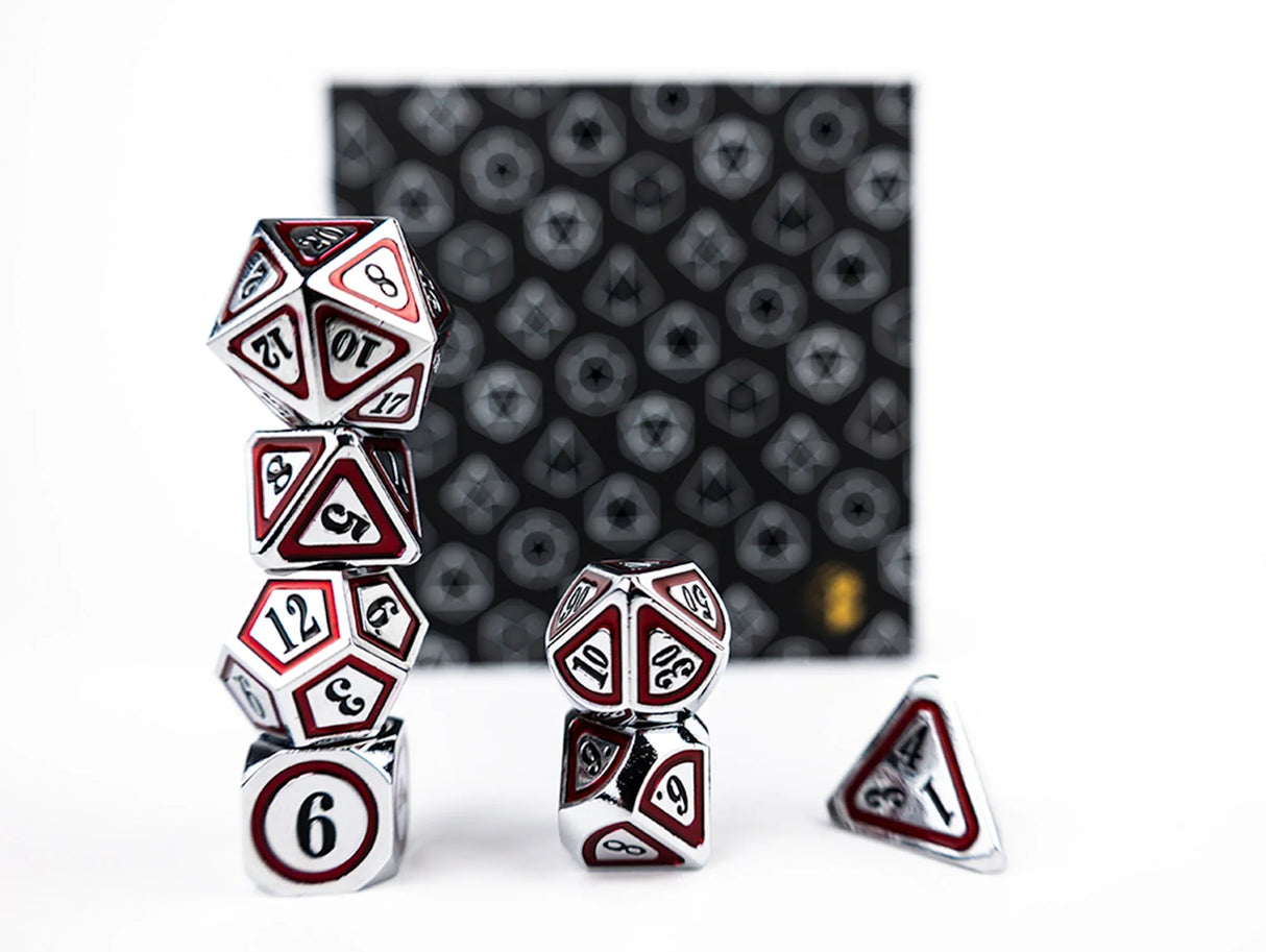 LPG Dice RPG Set Concentric Black/Red/Silver