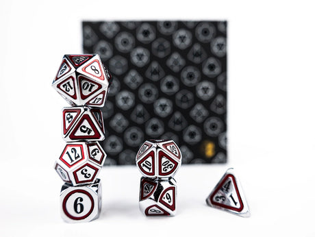 LPG Dice RPG Set Concentric Black/Red/Silver