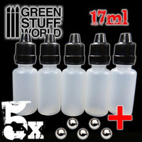 Green Stuff World: 17ml Empty Paint Pots with Mixing Balls - 5pc Green Stuff World: 17ml Empty Paint Pots with Mixing Balls - 5pc