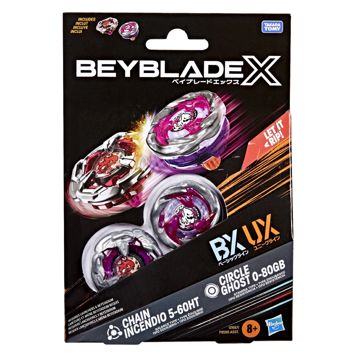Beyblade X Chain Incendio 5-60HT & Circle Ghost 0-80GB Dual Pack Set