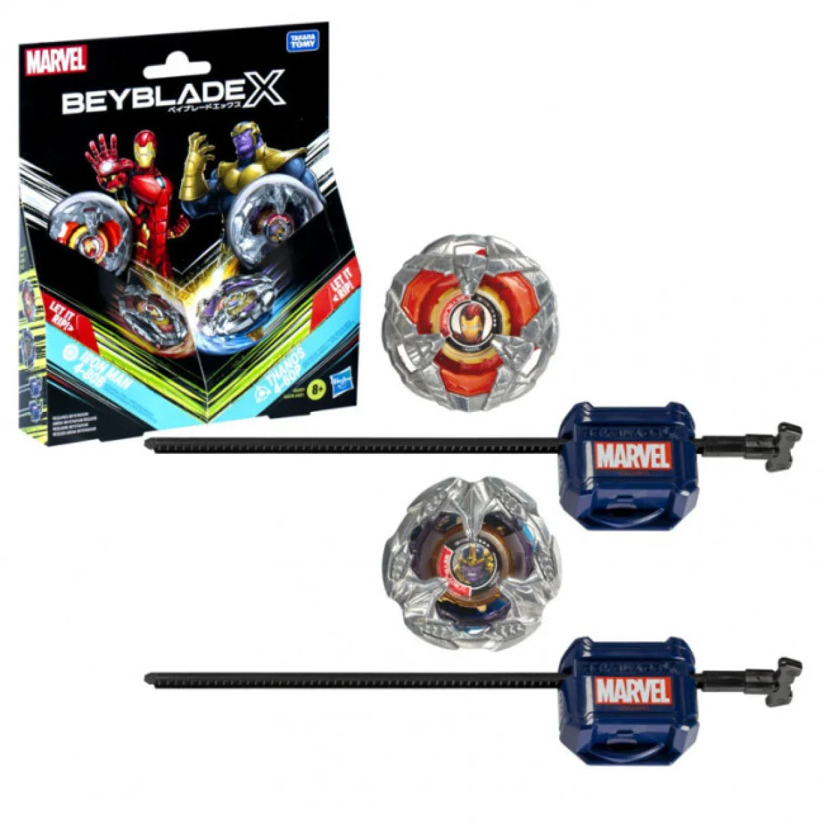 Beyblade X - Marvel Collab: Iron Man 4-80B vs. Thanos 4-60B Dual Pack