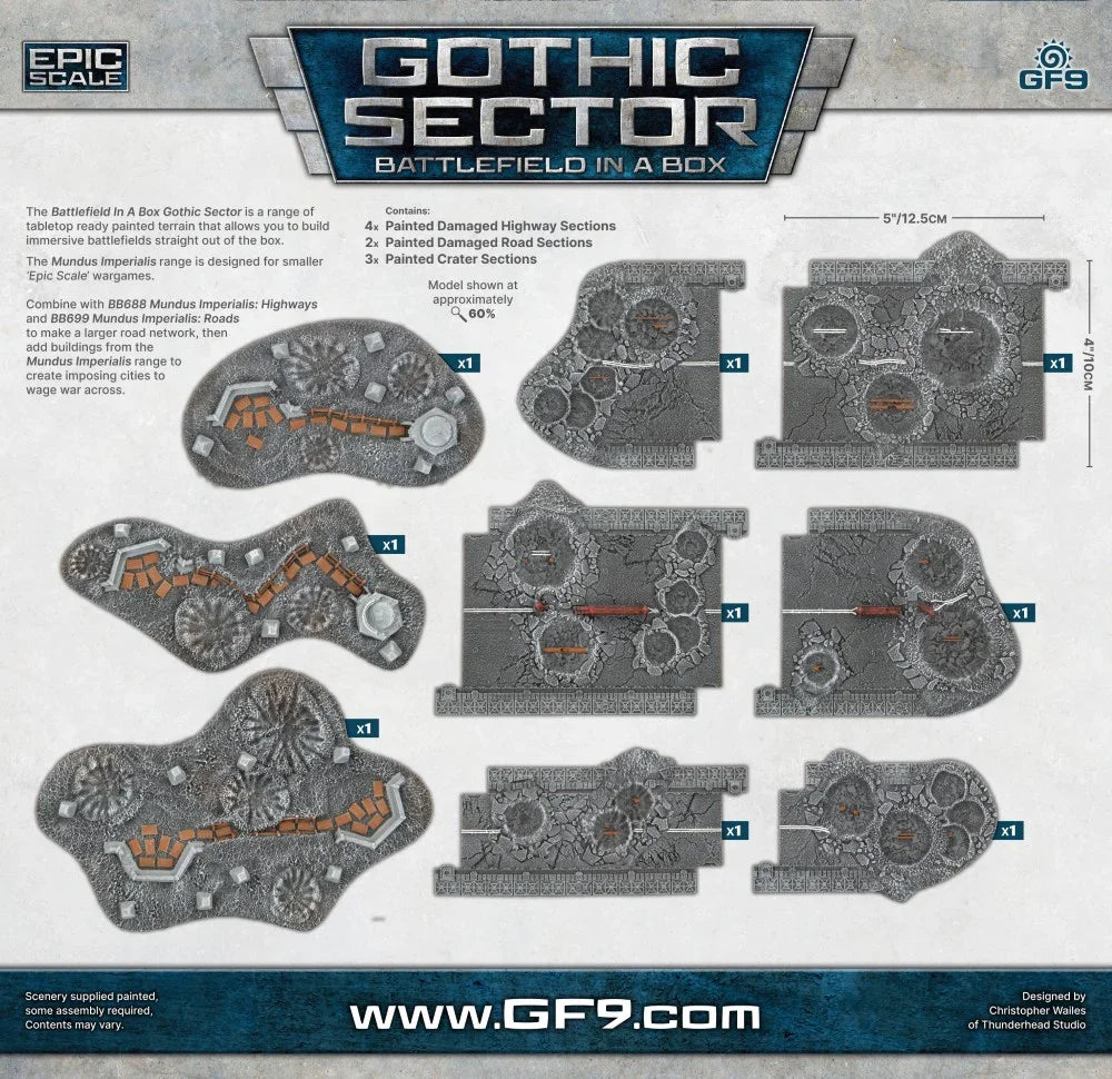Battlefield in a Box: Gothic Sector – Mundus Imperialis: Damaged Roads, Highways & Craters