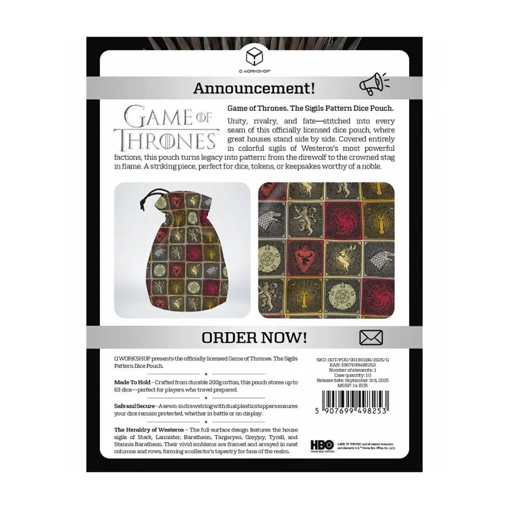 Q Workshop - Game of Thrones - The Sigils - Dice Pouch