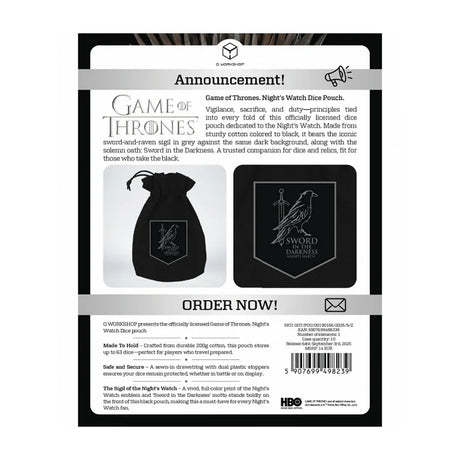Q Workshop - Game of Thrones - Nights Watch - Dice Pouch