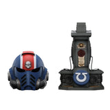 U2 Warhammer Collectibles: 1/1 Scale Ultramarines Lieutenant Titus' MKX Helmet & Display Stand