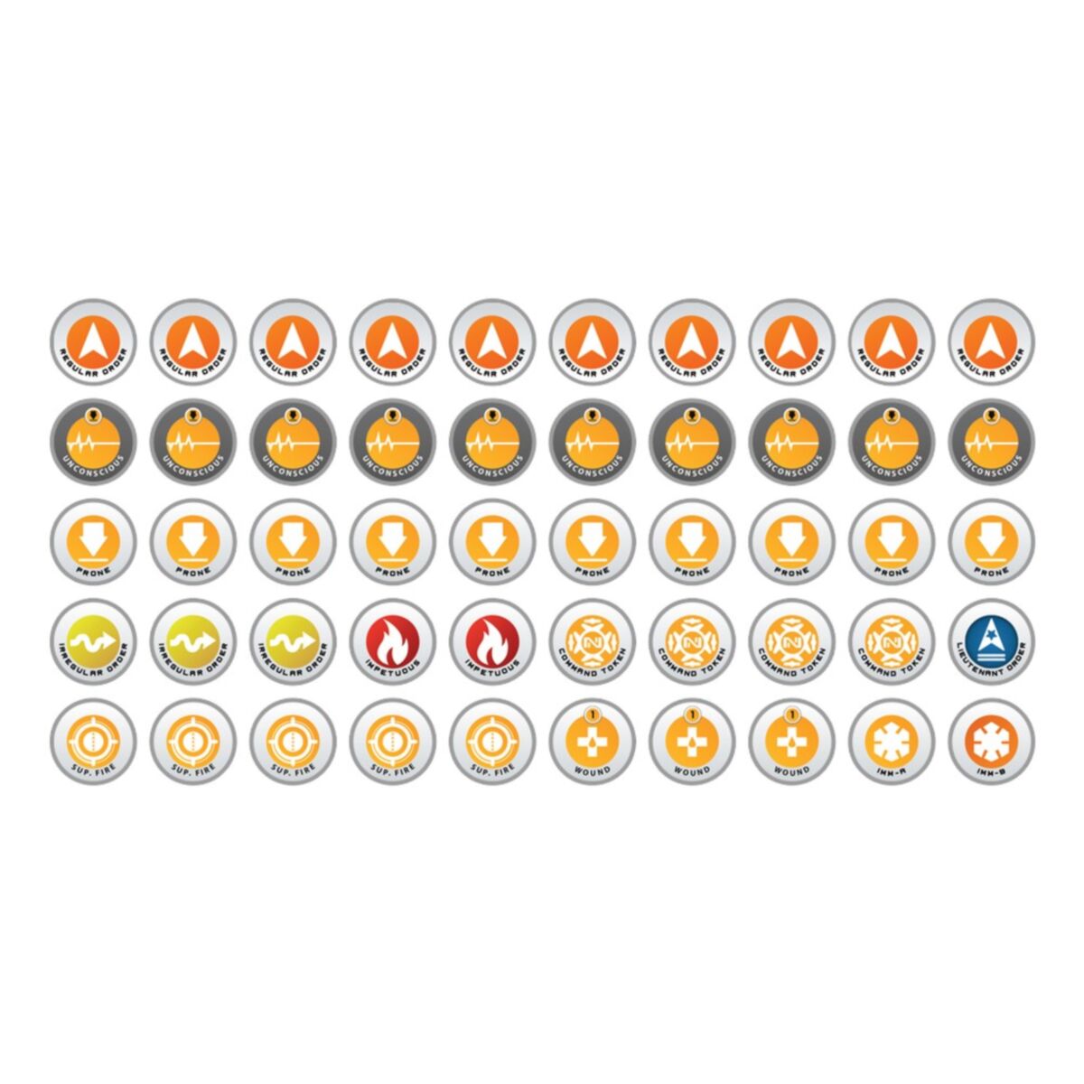 Micro Art Studio - Infinity Token Sets - N4 Infinity Tokens Starter Set (50) w. Orders Orange