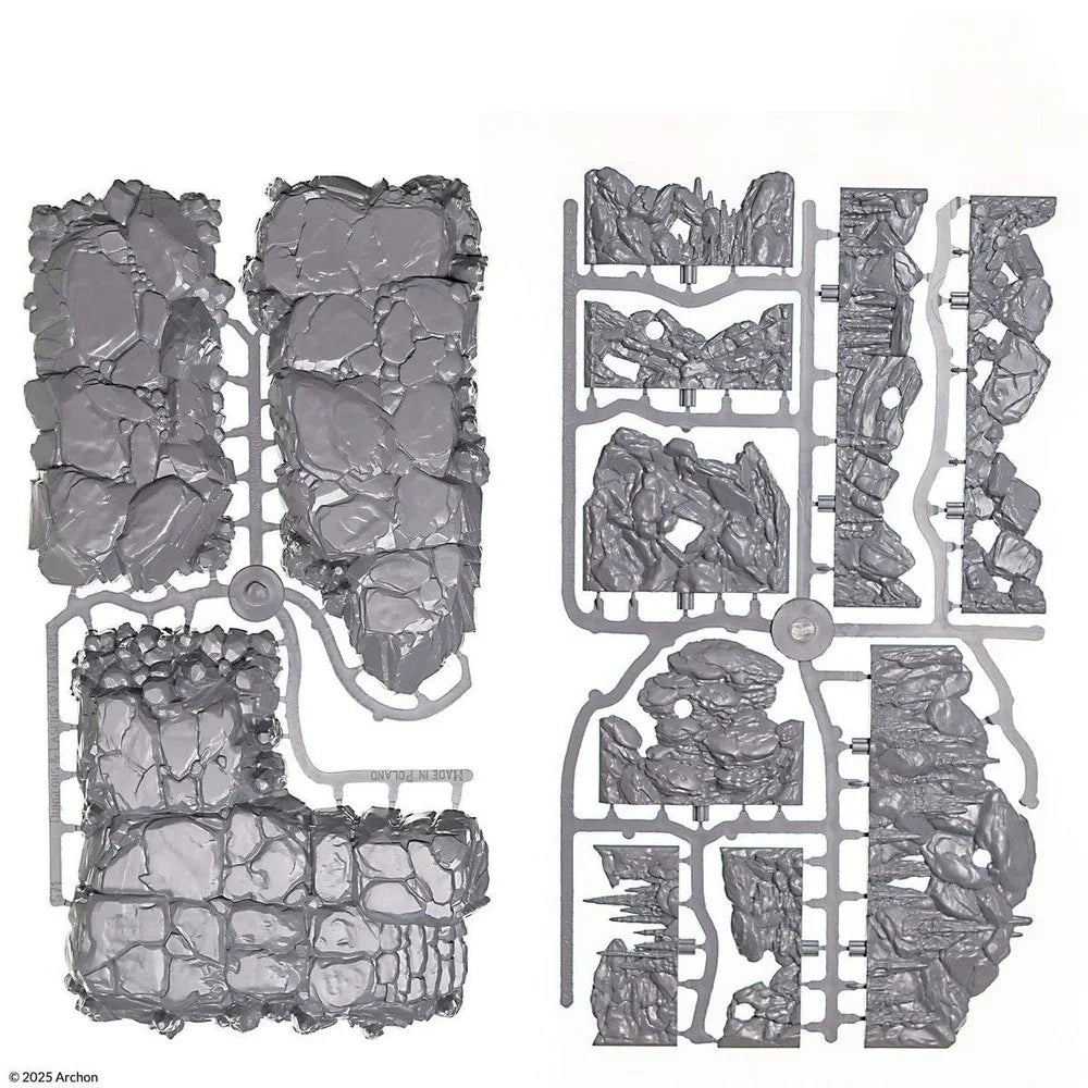 Dungeons & Lasers: Half-Height Walls - Rocky Caves: Unpainted