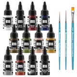 Monument Pro Acryl Sets - Pro Acryl Intro Set - 12 Colors + 3 Synthetic Brushes