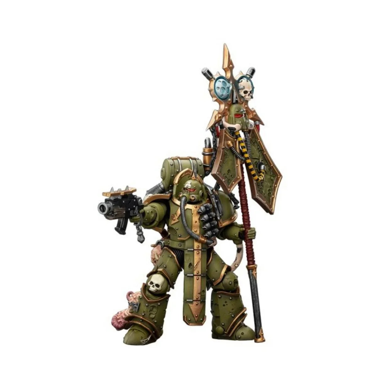 Warhammer Collectibles: 1/18 Scale Death GuardPlague Marine Icon bearer - Pre-Order