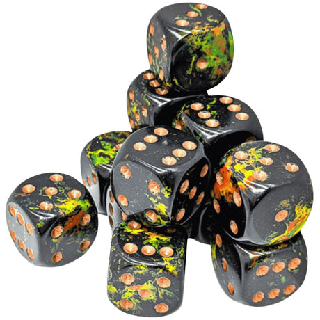 CHX 24605 Brush Deep Forest/gold 16mm d6 Dice Block (12 dice)