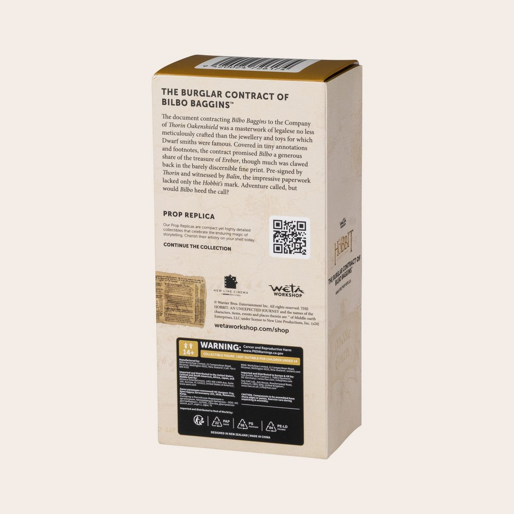 WETA - The Hobbit Trilogy - Burglar Contract of Bilbo Baggins - Mini - (Order on Demand)