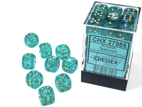 CHX 27985 Borealis 12mm d6 Teal/gold Luminary Block (36)