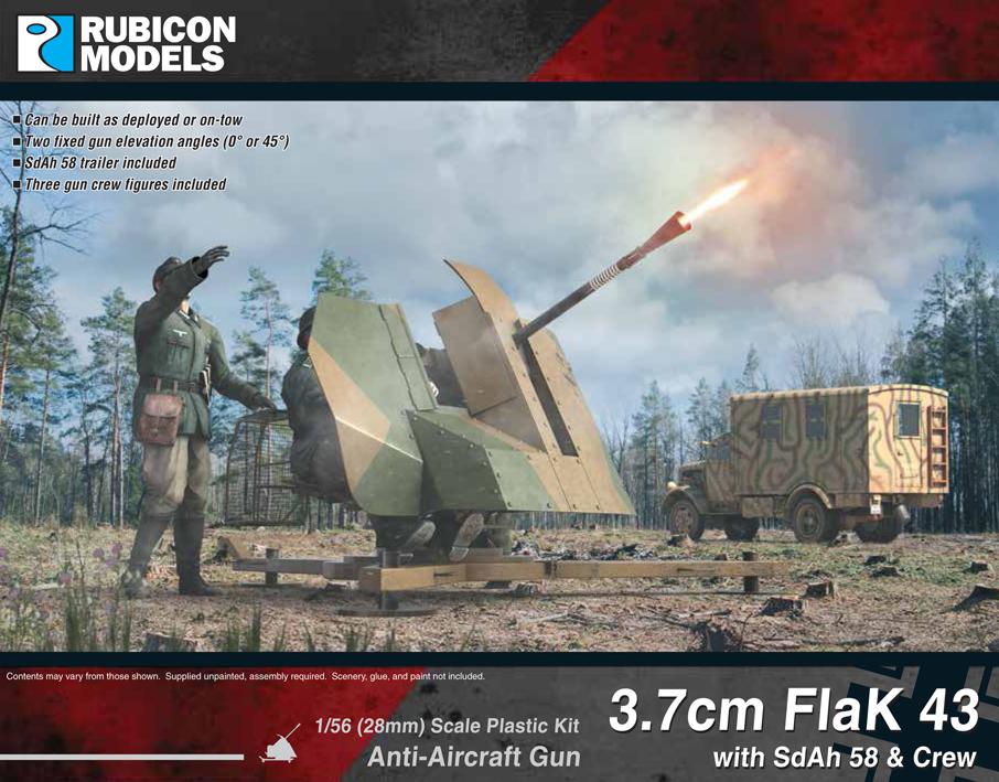Rubicon Models - German 3.7cm Flak 43 with SdAh 58 & Crew Anti-Aircraft Gun