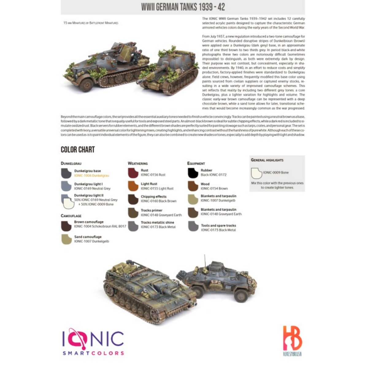 IONIC SMART - WWII German Tanks 1939 -1942 Paint Set - Pre-Order