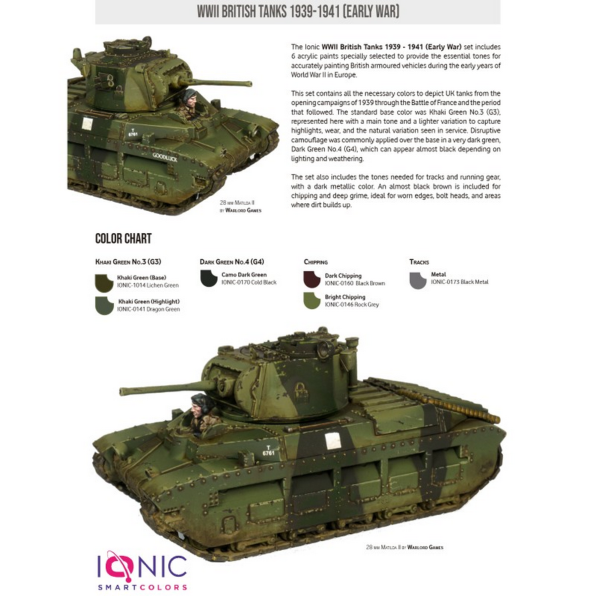IONIC SMART - WWII British Tanks 1939 – 1941 Paint Set - Pre-Order