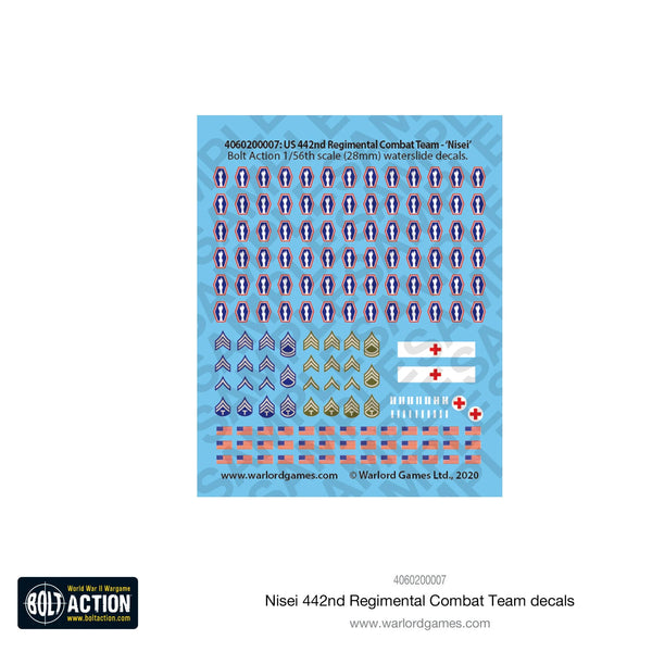 Bolt Action 442nd Regimental Combat Team decal sheet