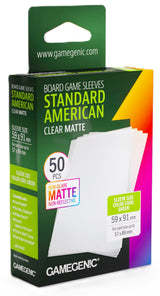 Gamegenic Board Game Card Sleeves - Standard American Clear Matte (59mm x 91mm) (50 Sleeves Per Pack)