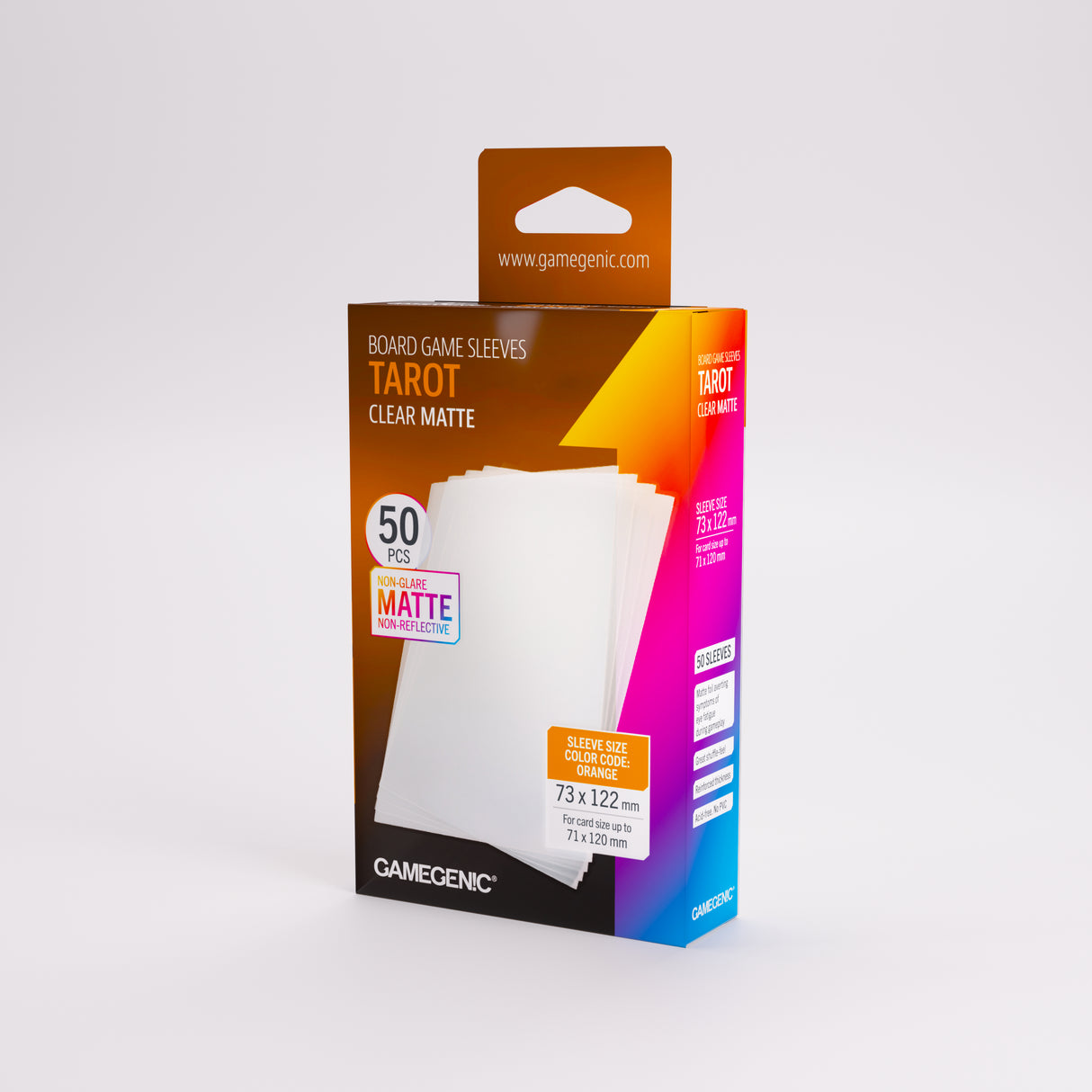 Gamegenic Board Game Card Sleeves - Tarot Clear Matte (73mm x 122mm) (50 Sleeves Per Pack)