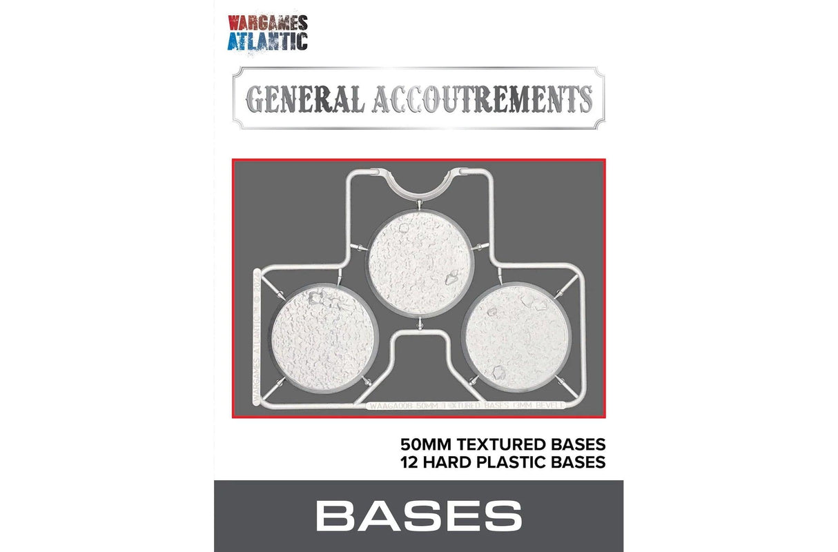 Wargames Atlantic: General Accoutrements - 50mm Textured Bases (3mm Bevel)