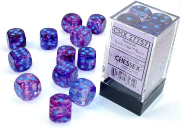 CHX 27757 Nebula 16mm D6 Dice Block Nocturnal/Blue (Luminary Effect) - Gap Games