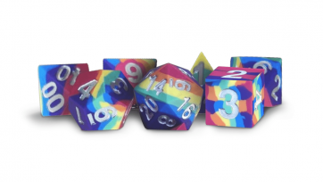 MDG 16mm Sharp Edge Silicone Rubber Polyhedral Dice Set: Rainbow