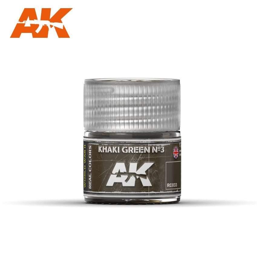 AK Interactive Real Colors - Acrylic Lacquer Paint 10ml bottle - Khaki Green Nº3