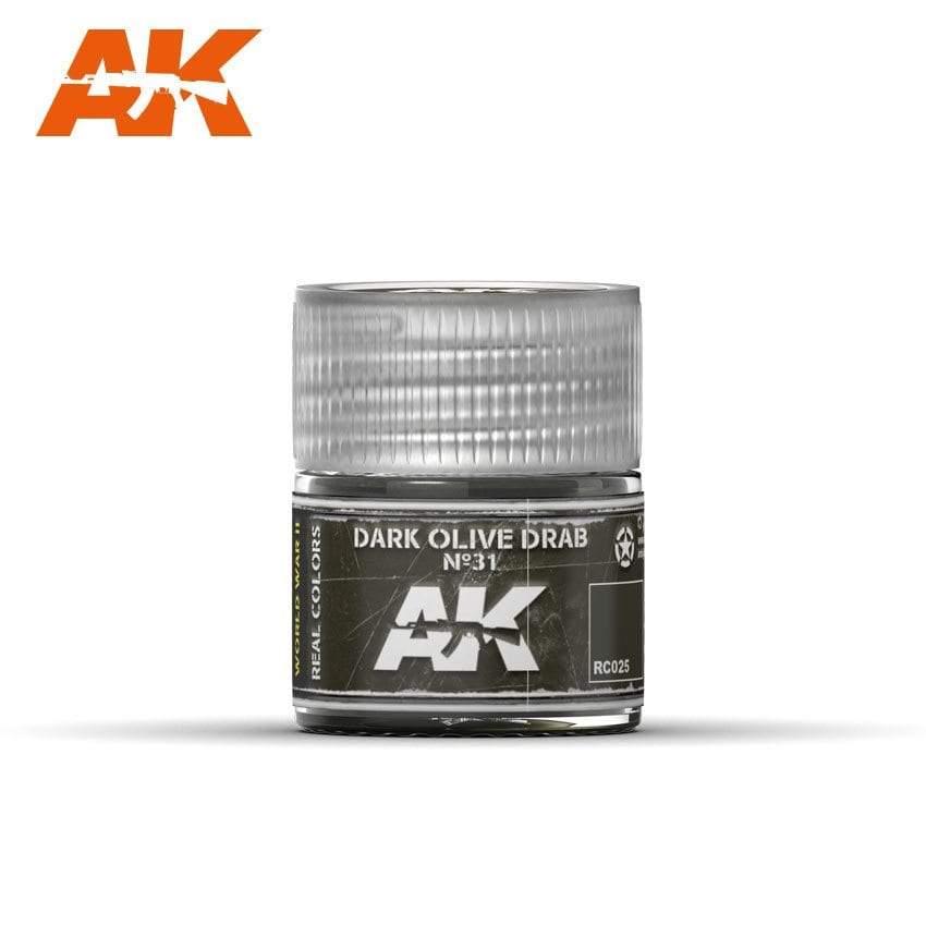 AK Interactive Real Colors - Acrylic Lacquer Paint 10ml bottle - Dark Olive Drab Nº31