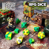 7x Mix 16mm Dice - Lime Swirl - Gap Games