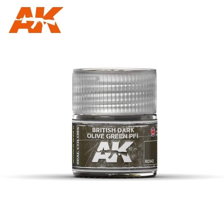 AK Interactive Real Colors - Acrylic Lacquer Paint 10ml bottle - British Dark Olive Green PFI