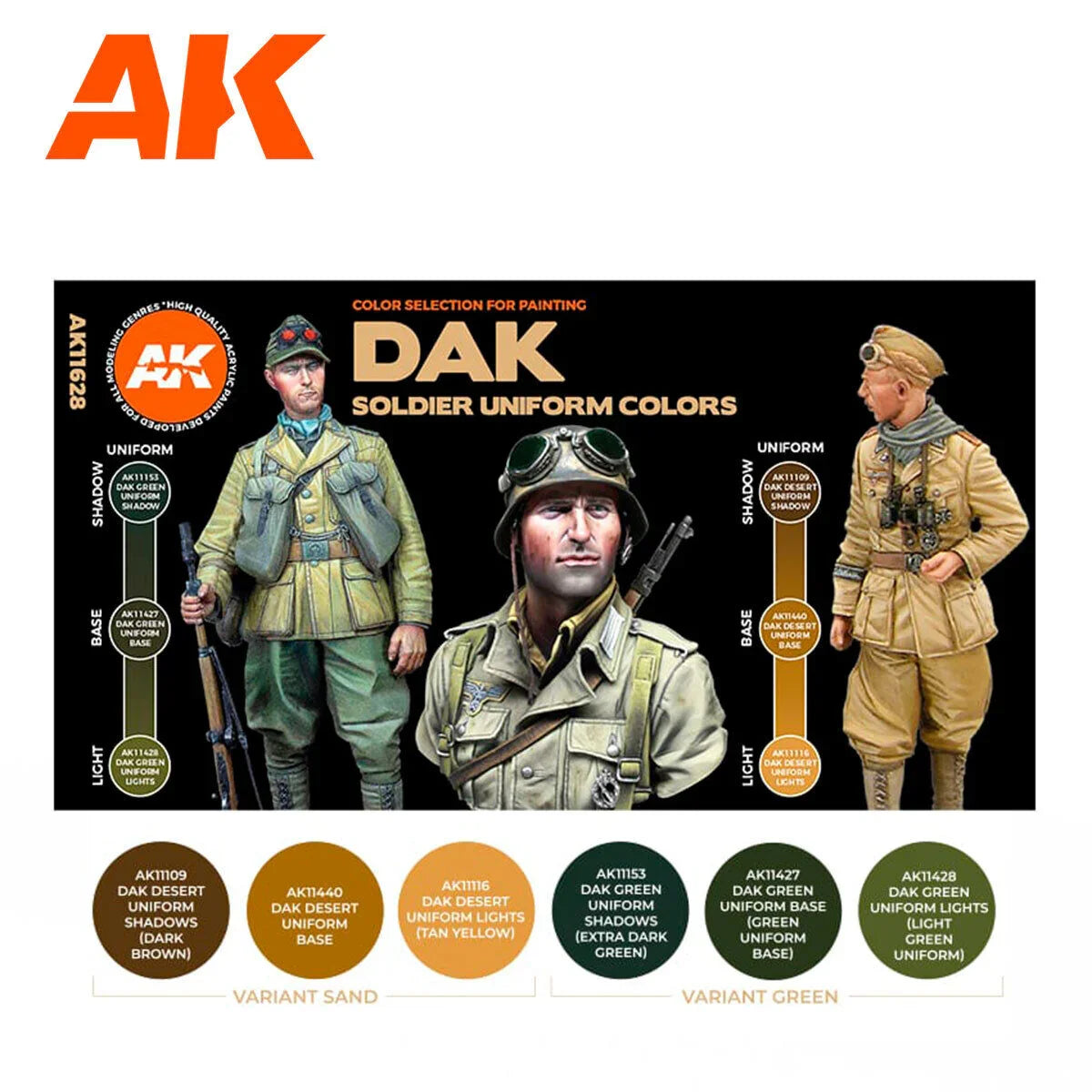 AK Interactive Figure Series: DAK Soldier Uniform Colors Acrylic Paint Set 3rd Generation
