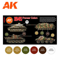 AK Interactive AFV Series: 1945 German Late Colors Acrylic Paint Set 3rd Generation