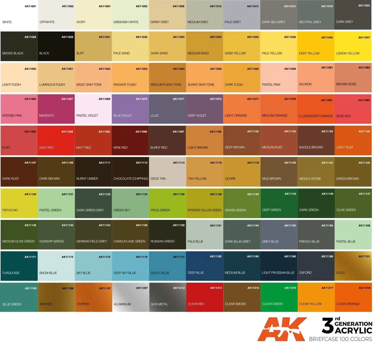 AK Interactive Briefcase 100 Colors Acrylic Paint Set 3rd Generation