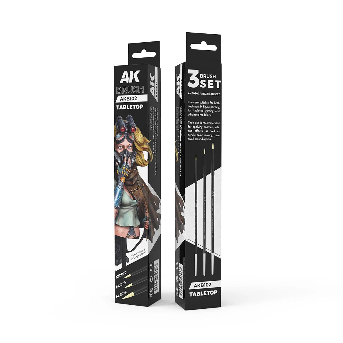 AK Interactive Tabletop Syntethic Brushes Set (3 Brushes)