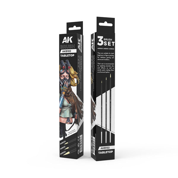 AK Interactive Tabletop Syntethic Brushes Set (3 Brushes)