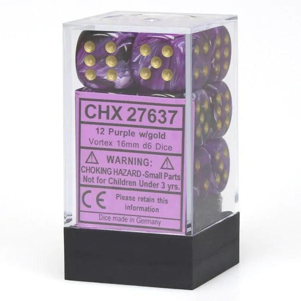 CHX 27637 Vortex 16mm D6 Dice Block Purple/Gold - Gap Games