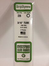 Evergreen White Polystyrene Tube 0.187 x 14" / 4.7mm x 36cm (4)