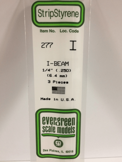 Evergreen White Polystyrene I-Beam 0.250 x 14" / 6.4mm x 36cm (3)